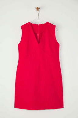 Trendyolmilla K?rm?z? Keten Kar?s?ml? A Kesim Mini Dokuma Elbise TWOSS25EL00645  фото 5