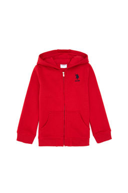 K_z _ocuk K_rm_z_ Kap__onlu Fermuarl_ _ardonlu Basic Sweatshirt Sepette S_rpriz _ndirim - U.s. polo assn фото 2