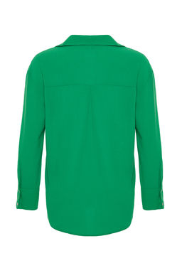 TRENDYOLMILLA Lacivert Basic Oversize Genis Kal?p Dokuma Gomlek TWOAW24GO00207  фото 23