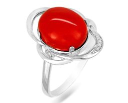 Кольцо из серебра коралл, СПН4010