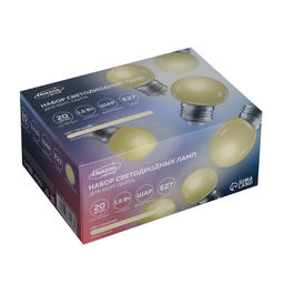 Лампа светодиодная Luazon Lighting, G45, Е27, 1.5 Вт, для белт-лайта, набор 20 шт., свечение тёплое белое
