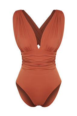 Kiremit Derin Dekolteli Drapeli Regular Core Mayo TBESS20MA0294