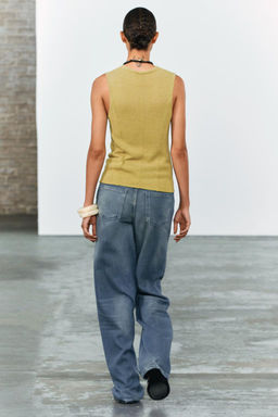 PLAIN LINEN BLEND KNIT WAISTCOAT - Zara фото 3