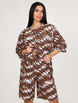 039 ДОМАШНИЙ КОСТЮМ ЖЕНСКИЙ (шорты) (Тигр/коричневый) - А-дина фото 2