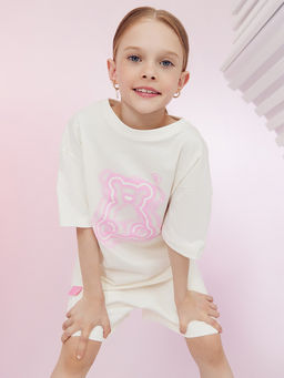 Футболка для девочек светло-молочная с печатью - Mark formelle фото 2