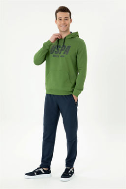 U. S. Polo Assn Мужской вязаный кардиган антрацитового меланжевого цвета с капюшоном - U.s. polo assn фото 3