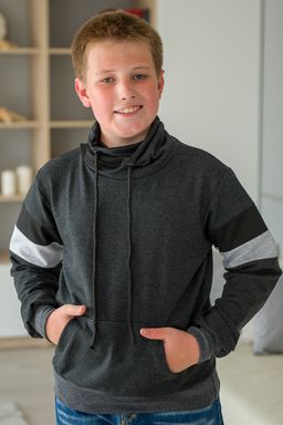 Толстовка подростковая из футера Оскар антрацит - Амадэль фото 7