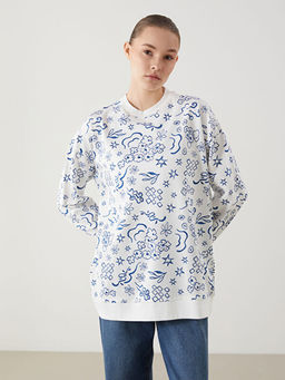 Desenli Oversize Kad?n Sweatshirt Tunik