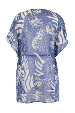 Tropikal Desenli Dokuma Mini Buzgulu Plaj Elbisesi TBESS26EL00037