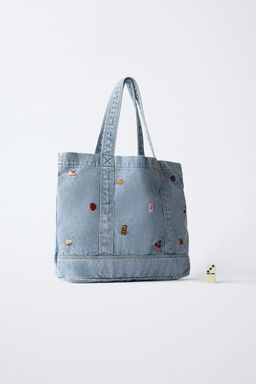 SHOPPER DENIM BORDADOS / Azul - Zara фото 6