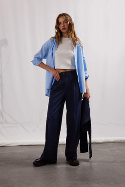 Standart Boy Pantolon Wide Leg Genis Bol Paca Basic Duz Yuksek Bel - Defacto фото 10