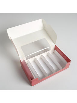 Цена за 5 шт. Коробка для эклеров, кондитерская упаковка, 5 вкладышей, You are Beautiful, 25.2×15×7 см