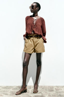 HIGH-WAIST Z1975 PAPERBAG DENIM BERMUDA SHORTS - Zara фото 11