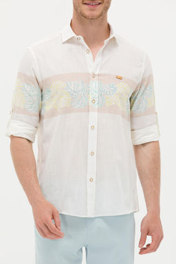 Рубашка мужская U.S. Polo Assn с длинным рукавом кремовая  фото 6