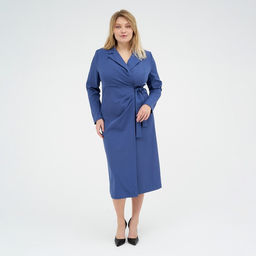Платье миди женское с поясом MIST plus-size, размер 56, синее