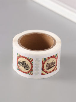 Цена за 2 шт. Наклейка бумага Марки. Ретро транспорт, 3?3 см, 200 шт. в рулоне