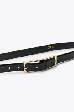 LEATHER BELT WITH RECTANGULAR BUCKLE - Zara фото 3