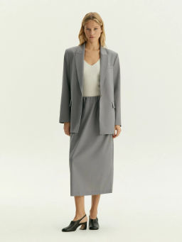 Юбка миди на резинке из костюмной шерсти, S1124/peter - Emka фото 3