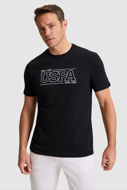 Erkek Siyah Regular Fit Bisiklet Yaka Ti__rt