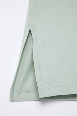 TRENDYOLMILLA Lacivert %100 Pamuk Oversize/Genis Kal?p Truvakar Kol Orme T-Shirt TWOSS25TS00011  фото 7