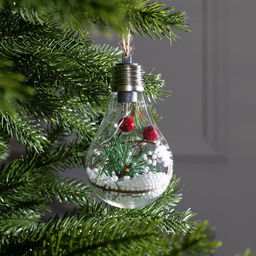 Ёлочный шар Еловая ветка, 5 LED, от батареек, свечение тёплое белое - Luazon lighting фото 7