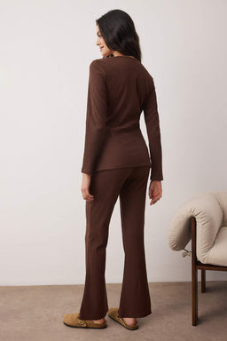 Gri Melanj Baglama Detayl? Kruvaze Yaka Fitilli Orme Pijama Tak?m? THMAW26PT00003 - Trendyolmilla фото 16