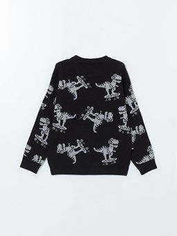 Bisiklet Yaka Bask?l? Erkek ?ocuk Triko Kazak