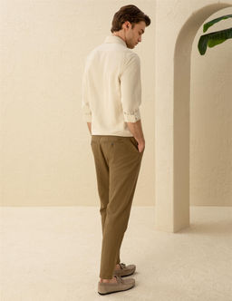 Haki Carrot Fit Keten Kar___ml_ Kanvas Pantolon - Pierre cardin фото 4