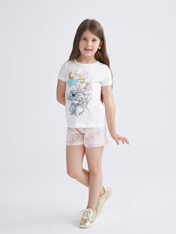 Lilo & Stitch Bask?l? K?z ?ocuk ?ortlu Pijama Tak?m?