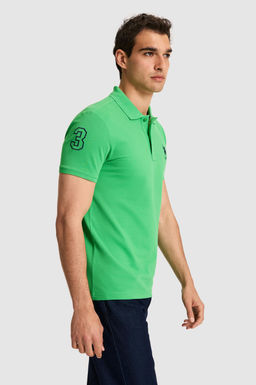 Erkek Slim Fit Polo Yaka A__k Ye_il Basic Ti__rt - U.s. polo assn фото 3