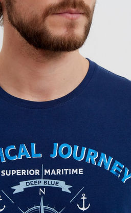 Футболка мужская с принтом F211-06-718 тёмно-синяя - Fine joyce фото 5