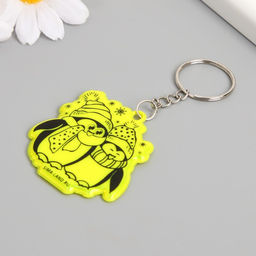 Цена за 12 шт. Брелок пластик светоотражающий "Пингвины - давай погреемся" 5х4,8 см