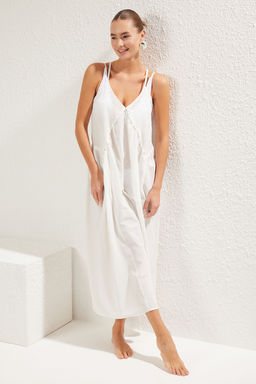 Ekru Dokuma Aksesuar Detayl? Maxi Plaj Elbise TBESS25EL00060 - Trendyolmilla фото 2