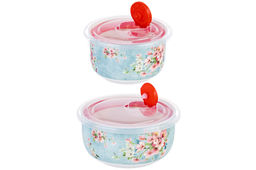 Набор 2 салатников 560 мл 13*13*6,5 см + 260 мл 10,5*10,5*6 см Яблоневый цвет на голубом без зол.к - Elan gallery фото 8