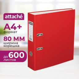 Папка-регистратор с арочн.мех.Attache Экономи 80 мм,красный,ПБП1,карм.кор  фото 2