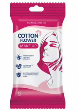 COTTON Flower влажн.салфетки (15шт) Make Up