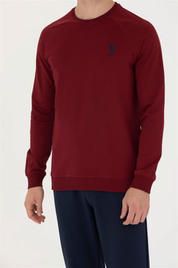 U. S. Polo Assn / Мужской бордово-красный базовый свитшот - U.s. polo assn фото 6