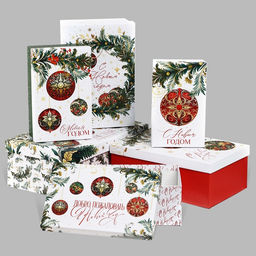 Набор подарочных коробок 6 в 1 С новым годом, 20?12.5?7.5 32.5?20?12.5 см