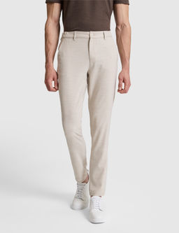 Bej Slim Fit Beli Latikli Kanvas Pantolon