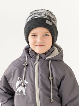 Шапка вязаная камуфляж серый