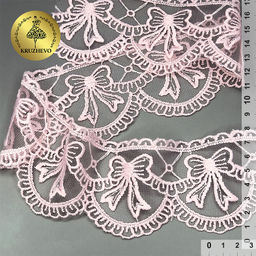 Кружево на сетке KRUZHEVO матовая нить с бантиками арт.TBY.635 шир.60мм цв.R1815 розовый уп.13,71м
