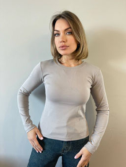 K12151 Лонгслив OVER SIZE (плотный хлопок) СТАЛЬ