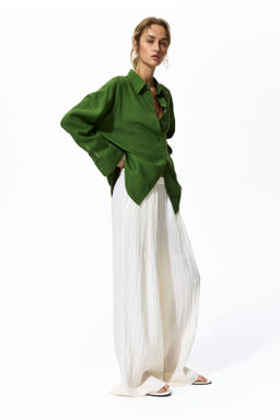 Camisa oversize en mezcla de lino - H&m фото 5