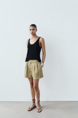 PLAIN LINEN BLEND STRAPPY KNIT TOP - Zara фото 6