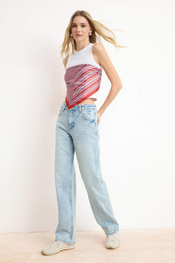 Mavi Yuksek Bel Straight/Duz Kesim %100 PamukluJeans TWOSS26JE00177