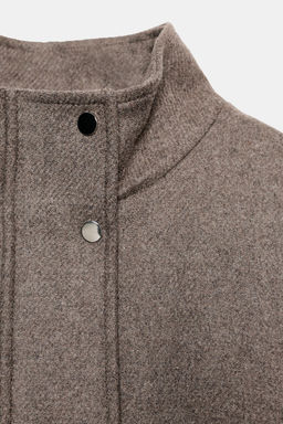 CROPPED WOOL COAT WITH BELT - Zara фото 24