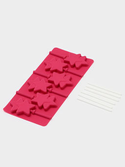 Форма для леденцов новогодний Доляна Звёзды, силикон, 24?11?1 см, 6 ячеек (5.2?4 см), с палочками, МИКС