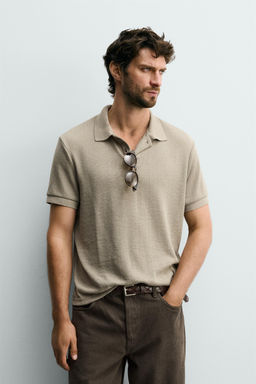 POLO REGULAR FIT JACQUARD RAYAS / Tostado