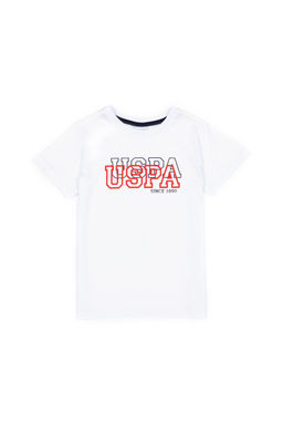 Футболка базовая U.S. Polo Assn для мальчиков с круглым вырезом белая из хлопка  фото 6