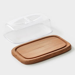 Маслёнка - сырница деревянная с крышкой Adelica, 17×11×6.5 см, берёза